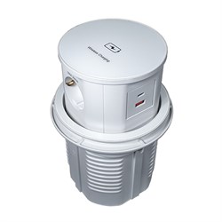 Блок розеток вертикальный POP UP ELITE GLASS белый 3 EURO, USB A+C беспроводная зарядка  Д120 11.800.02.049
