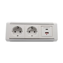 Блок розеток LK-RSA 2 секции Белый боковое крепление 1 USB + 1 type C - фото 53873