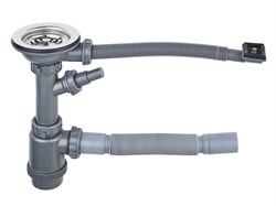 Выпуск большой с прямоугольным переливом в комплекте с сифоном и гофросифоном S701 S701 - фото 61619