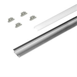 2507W-01 2м алюм профиль, бесцвет анод , диффузор молочный , 4 заглушки с отверстием серые 17.800.00.393 - фото 62829