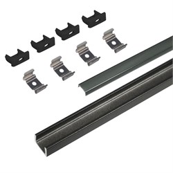 КСС 1506W-02  Алюминиевый профиль черный + черный диффузор, 4 клипсы, 4 заглушки 17.800.00.398 - фото 62851