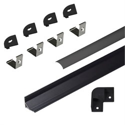 КСС 1616W-02 алюм профиль угловой ,черный, диффузор черный, 4 заглушки, 4 клипсы 17.800.00.396 - фото 62908