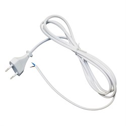 Сетевой провод 220В, 3м  2*0,5мм с вилкой, белый 15.110.02.011 - фото 62946