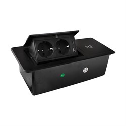 Блок розеток LK-DMS-741 2 секции Черный полуавтоматический 1 USB + 1 type C, беспроводная зарядка 00-00002871 - фото 64928