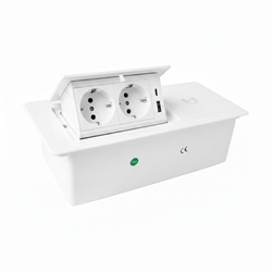 Блок розеток LK-DMS-741 2 секции Белый полуавтоматический 1 USB + 1 type C, беспроводная зарядка 00-00003480