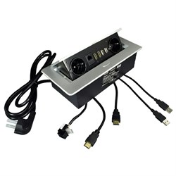 Блок розеток горизонт серебристый Smart Office-2 2*EURO 2*USB3.0 1*LAN 2*HDMI 11.800.02.036