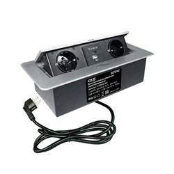 Блок розеток горизонт серебристый 2 EURO, USB A + USB C с быстрой заярядкой QC 11.800.02.041