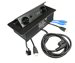 Блок розеток горизонт черный Smart Office-2 2*EURO 2*USB3.0 2*HDMI 1*RJ45 11.800.02.042