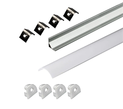 КСС 1616W-01 алюм профиль угловой ,бесцветный анод, диффузор молочный, 4 заглушки, 4 клипсы 17.800.00.395