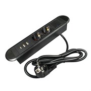 Блок розеток встраиваемый OPTIMA черный, 2 EURO, 2 USB A , 1 USB C, с нажимным выключателем 11.800.02.032