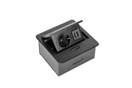 SETE Встраиваемый настольный удлинитель, 1 гнездо, 2*USB, с кабелем, черный, 12шт/кор SBT-1UC-20