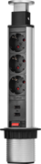 Блок розеток 105S 3 секции, Серебро + Черный, механический, D60мм, 2 USB