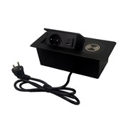 Блок розеток горизонтальный Complex, черный с беспроводной заярдкой 1 EURO , USB-A + USB-C 11.800.02.037