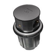 Блок розеток вертикальный POP UP ELITE GLASS черный 3 EURO, USB A+C беспроводная зарядка  Д120 11.800.02.050