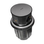 Блок розеток вертикальный POP UP LIFT GLASS черный 3 EURO, USB A+C  Д120 11.800.02.048