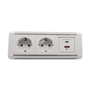 Блок розеток LK-RSA 2 секции Белый боковое крепление 1 USB + 1 type C