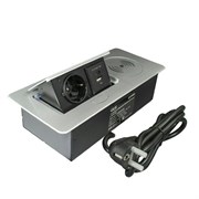 Блок розеток горизонтальный Complex, серебристый с беспроводной заярдкой 1 EURO , USB-A + USB-C 11.800.02.033