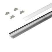 2507W-01 2м алюм профиль, бесцвет анод , диффузор молочный , 4 заглушки с отверстием серые 17.800.00.393