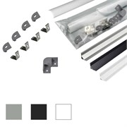КСС 1616W-01 алюм профиль угловой ,бесцветный анод, диффузор молочный, 4 заглушки, 4 клипсы 17.800.00.395