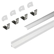 КСС 1616W-04 алюм профиль угловой ,белый, диффузор молочный, 4 заглушки с отверстием белые, 4 клипсы 17.800.00.440