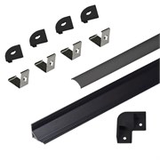 КСС 1616W-02 алюм профиль угловой ,черный, диффузор черный, 4 заглушки, 4 клипсы 17.800.00.396