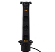 Блок розеток выдвижной вертикал., 3 гнезда, 2 USB, Д92мм, 2,0м серебристый 11.103.02.012 11.103.02.012