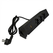 Блок розеток Kant на струбцине, Черный, 3 EURO, USB A + USB C 251*54*91мм 11.800.02.061