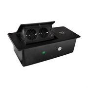 Блок розеток LK-DMS-741 2 секции Черный полуавтоматический 1 USB + 1 type C, беспроводная зарядка 00-00002871