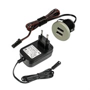 Источник питания встраиваемый круглый серебристый , 2USB + адаптер 19.143.36.578 19.143.36.578