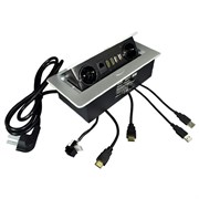 Блок розеток горизонт серебристый Smart Office-2 2*EURO 2*USB3.0 1*LAN 2*HDMI 11.800.02.036