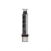 Блок розеток 105S 3 секции, Серебро + Черный, механический, D60мм, 2 USB 00-00001166