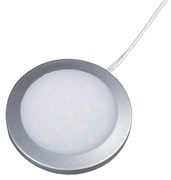 Светильник LED накладной PALIS-19-2 серебристый, D=60*6,2мм, 1,8Вт, 12В, 3000К,120Лм, кабель 2,5м 04.002.27.312